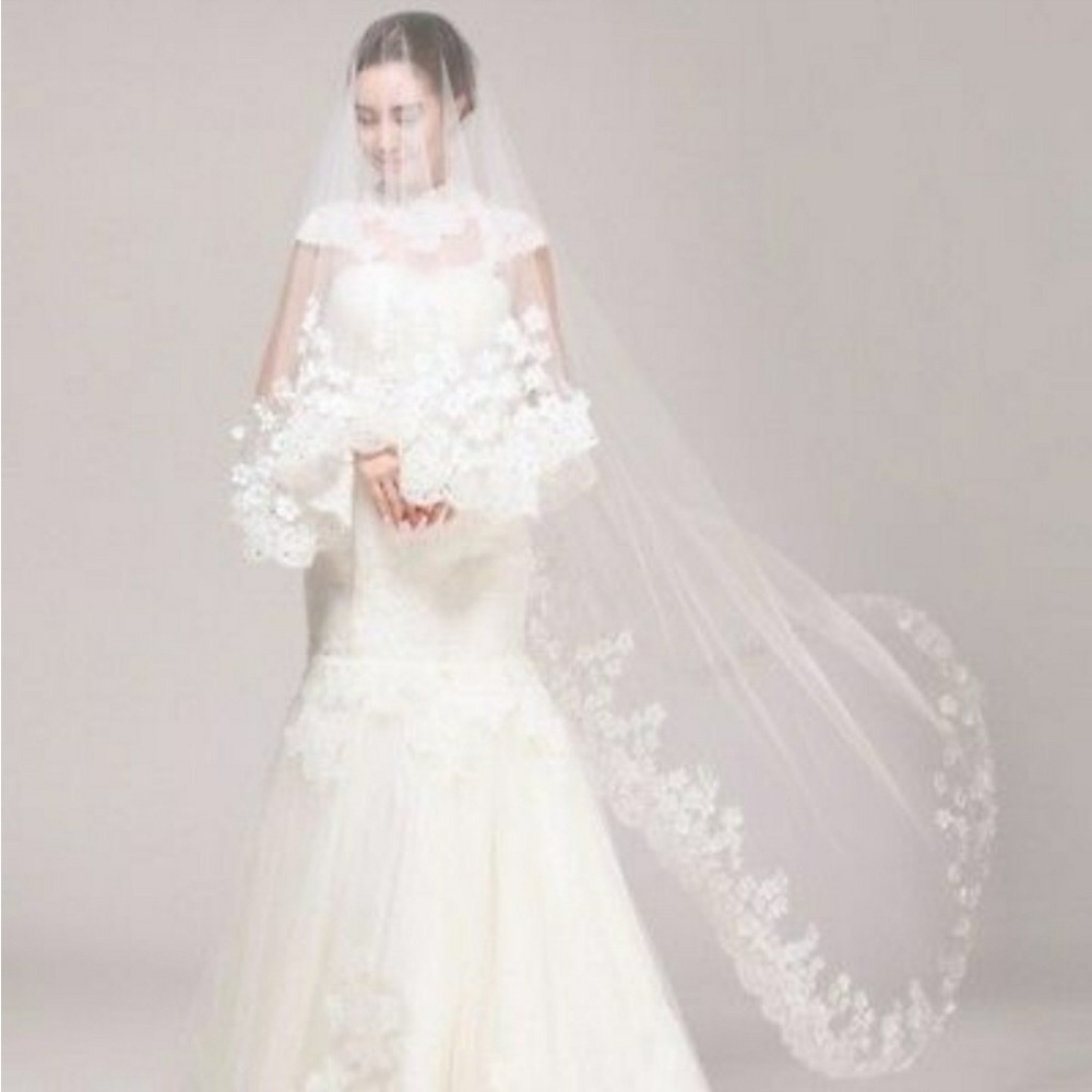🌷 Wedding Veil with Beautiful Flowers/long